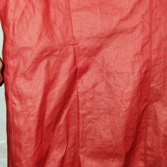 NWOT Junior Gaultier red waxed linen double breasted high-low jacket. - Picture 6 of 12